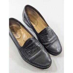 Santoni Black Leather Loafer Mens Size 8 D Italy Made‎ Casual Shoes 441348
